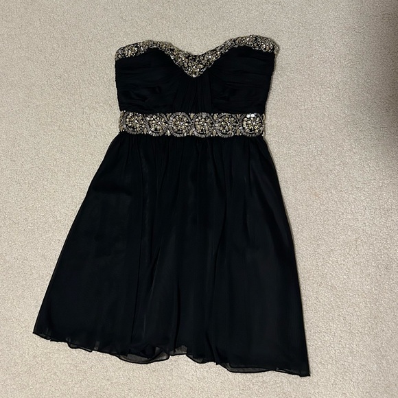 My Michelle Black Strapless Beaded Mini Dress, Juniors Size 3 - Picture 1 of 6